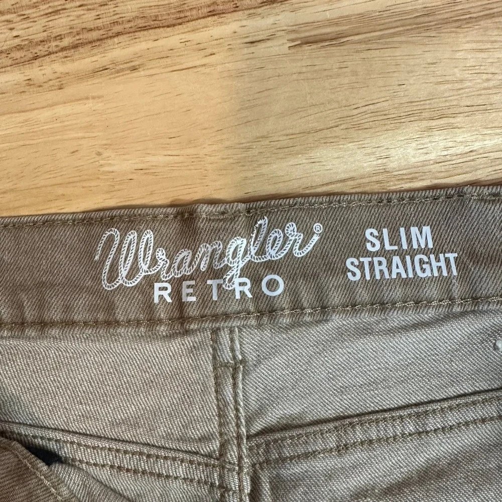Wrangler Retro Slim Straight Leg Jeans Mens 32x34 Tan Brown
